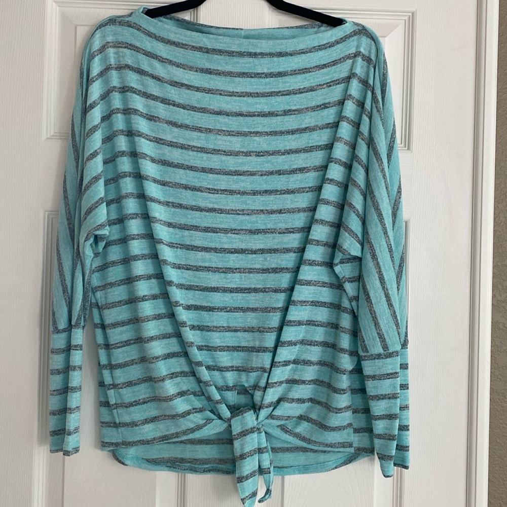 143 Story by Line Up, long sleeve, dolman style with front tie.